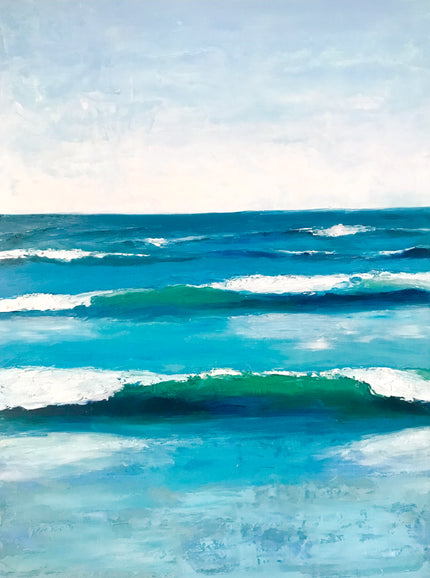 Ocean Paintings, "Four Sea Waves in Blue and Green", 12 x 16 - Art of the Sea 