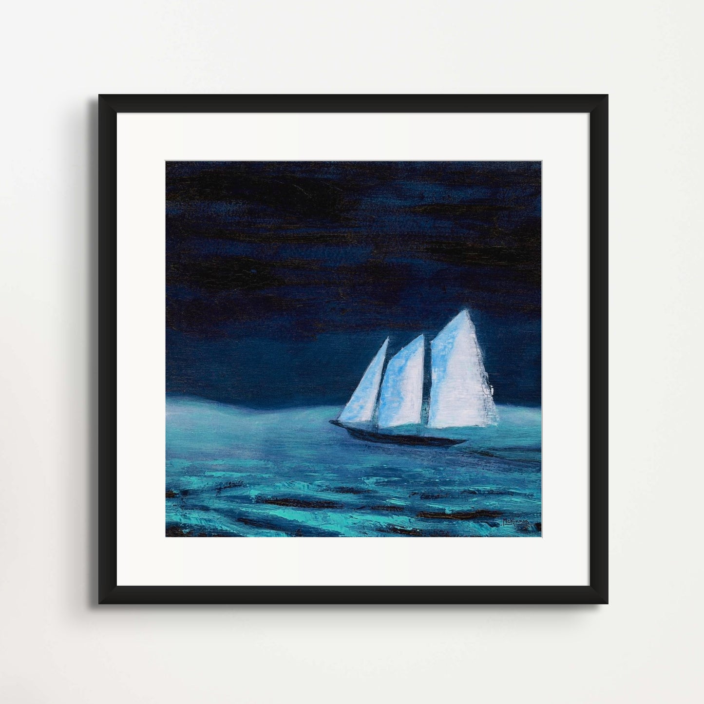 Marine Painter - Large Modern Schooner under Sail Painting - Original Coastal Wall Art Framed Print