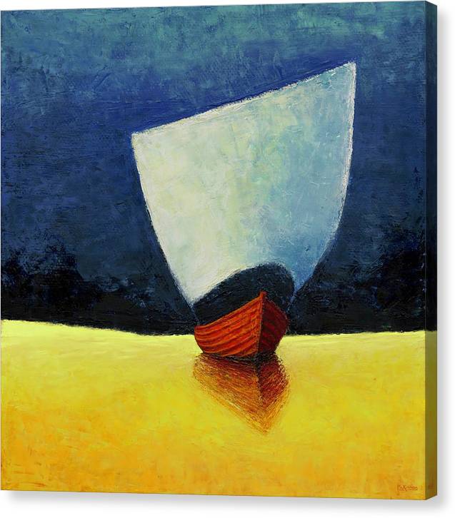 Art Coastal - Ukrainian Sailing Ship Painting - Ukrainian chaika flag by Catherine McKinnon - Coastal Art Canvas Print - Art of the Sea 