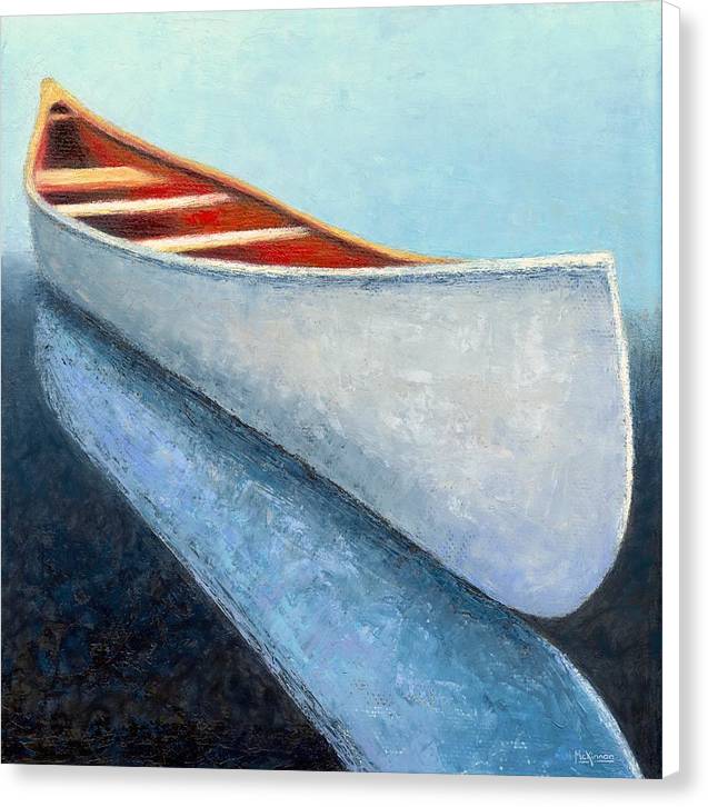 White Canoe by Catherine McKinnon - Coastal Art Canvas Print - Art of the Sea 