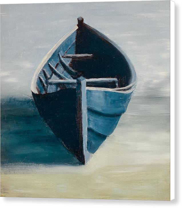 Beach Art - Blue Dory on Sandy Beach - Canvas Coastal Print - Art of the Sea 