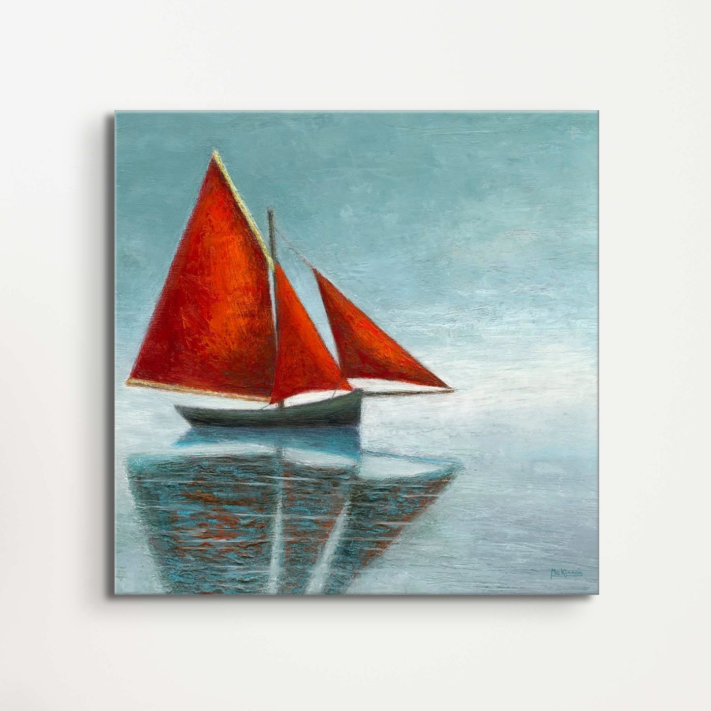Galway Hooker - Semi Abstract Sailboat Art - Original Coastal Canvas Print