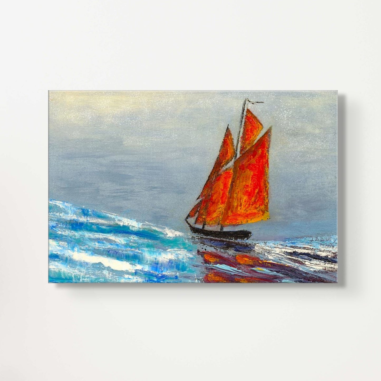 Abstract Coastal Art - Canvas Sailboat Print - Contemporary Original Ocean Painting