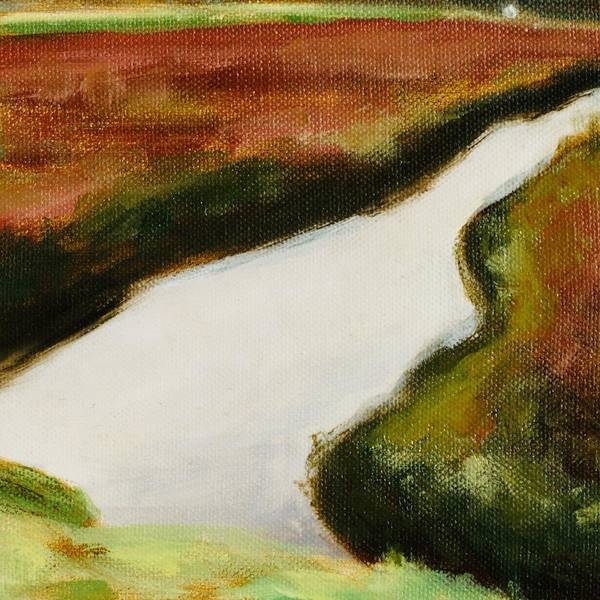 Colored Wall Art in Red and Green - Rural Landscape Painting - Giclee Art Print - Art of the Sea 