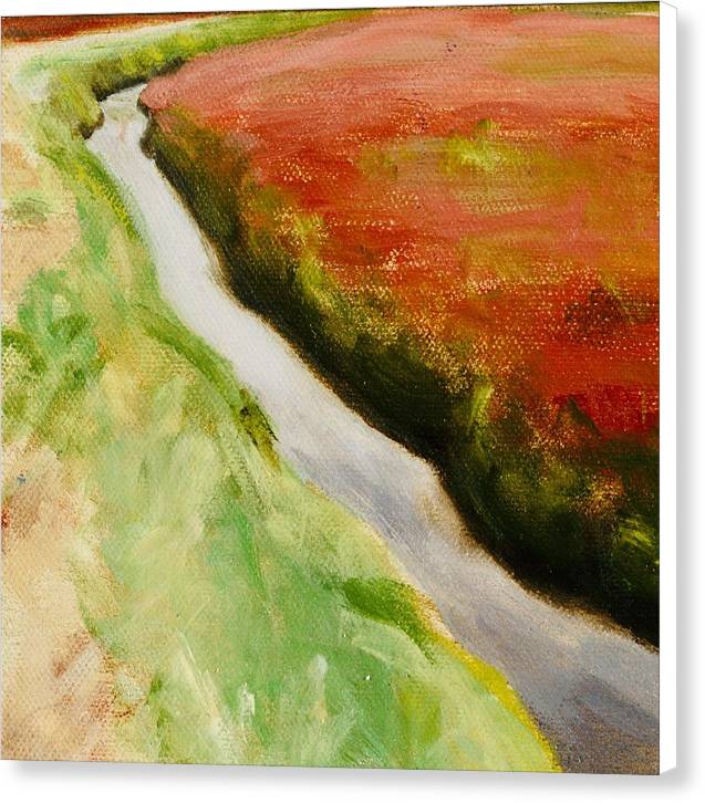Red and Black Wall Art - Rural Cranberry Bog Painting  - Canvas Landscape Print - Art of the Sea 