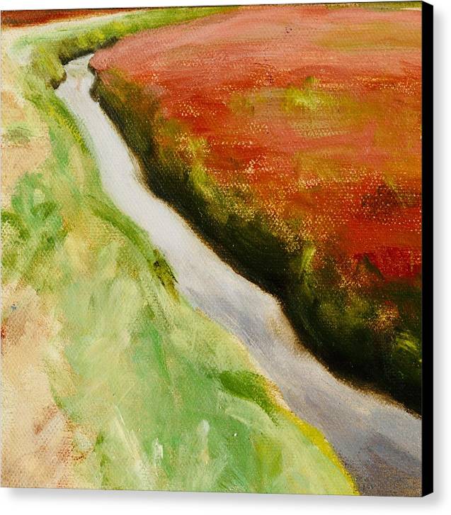 Red and Black Wall Art - Rural Cranberry Bog Painting  - Canvas Landscape Print - Art of the Sea 