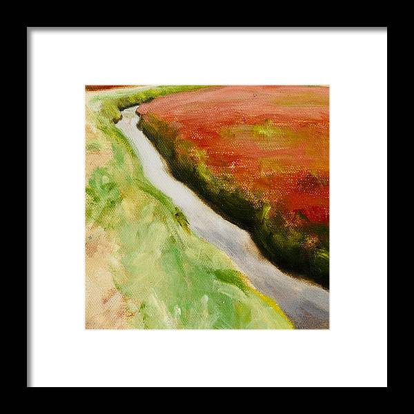 Red Artwork for Kitchen - Cranberry Bog Landscape Painting - Framed Print - Art of the Sea 