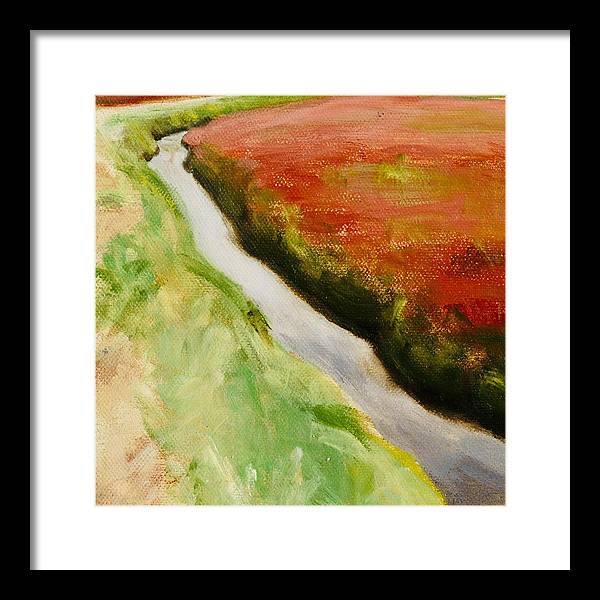 Red Artwork for Kitchen - Cranberry Bog Landscape Painting - Framed Print - Art of the Sea 