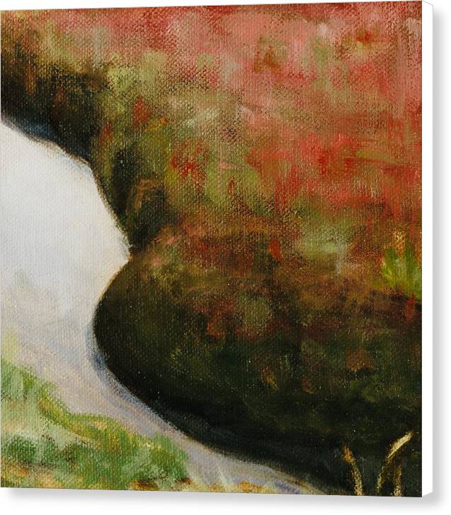 Red Paintings - Cranberry Bog near Calm Water - Landscape Canvas Print - Art of the Sea 