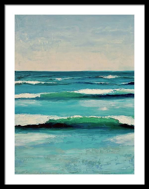Cool Beach Art - Turquoise Wave Painting - Framed Coastline Print - Art of the Sea 