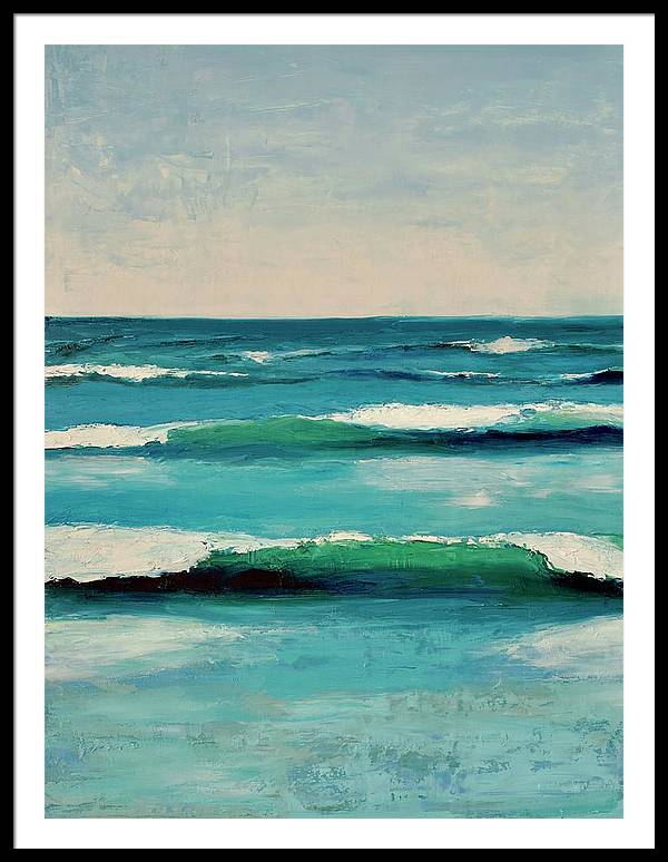 Cool Beach Art - Turquoise Wave Painting - Framed Coastline Print - Art of the Sea 