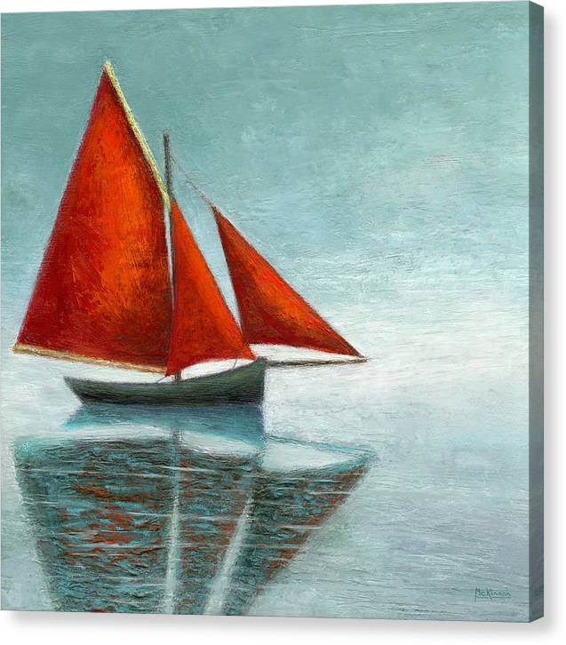 Galway Hooker - Semi Abstract Sailboat Art by Catherine McKinnon - Coastal Art Canvas Print - Art of the Sea 