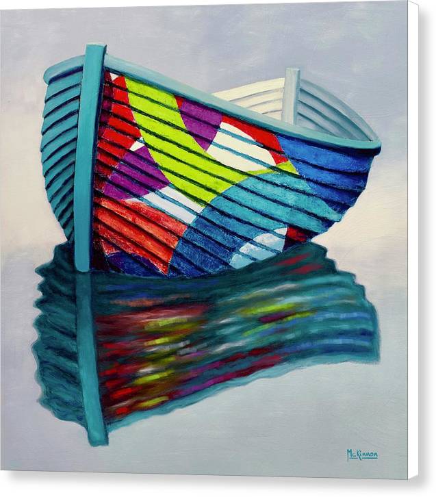 Coastal Boat Art - Semi Abstract Rowboat Painting - Nautical Canvas Print - Art of the Sea 