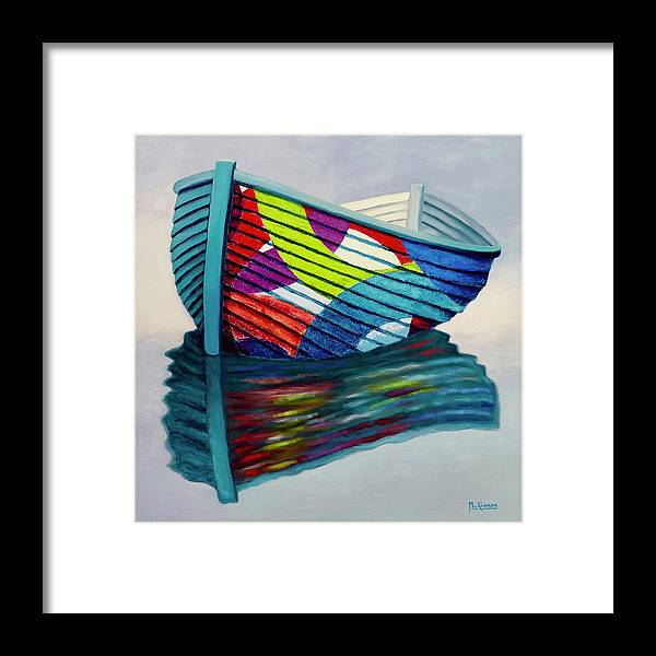 Coastal Farmhouse Decor - Modern Row Boat Painting - Lapstrake Rings of Colour by Catherine McKinnon - Coastal Art Framed Print - Art of the Sea 