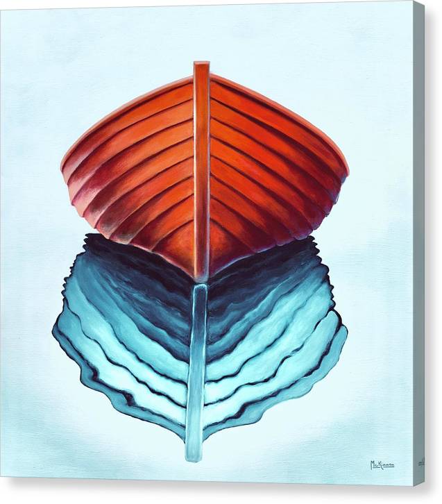 Large Coastal Wall Art - Abstract Colorful Rowboat Painting - Orange Rowboat by Catherine McKinnon - Coastal Art Canvas Print - Art of the Sea 