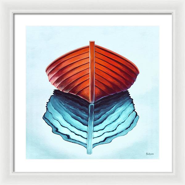 Orange Rowboat by Catherine McKinnon - Coastal Art Framed Print - Art of the Sea 