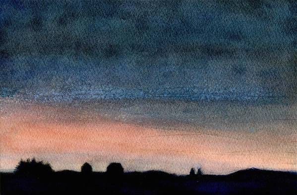 Sunset Silhouette Painting - Nova Scotia Landscape Watercolor - Coastal Art Print - Art of the Sea 