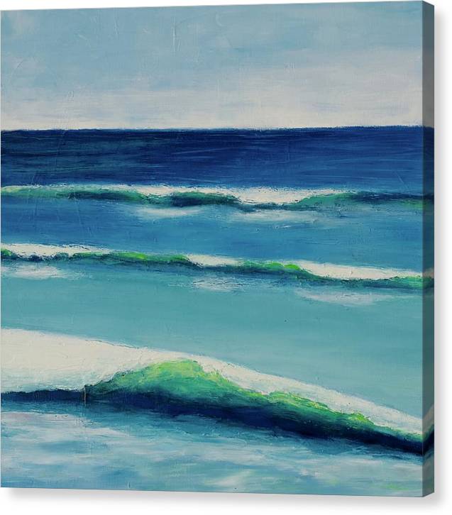 Ocean Art - Three Waves Beach Painting - Canvas Coastal Print - Art of the Sea 