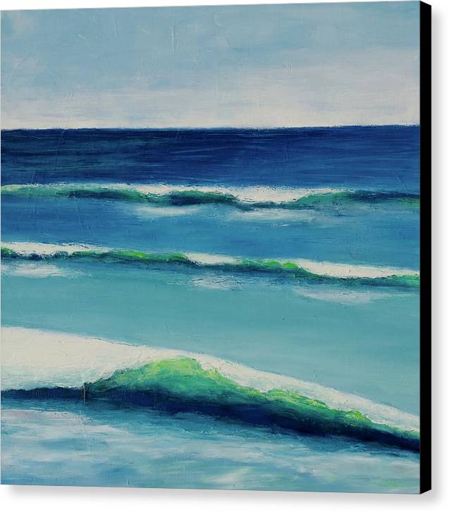 Ocean Art - Three Waves Beach Painting - Canvas Coastal Print