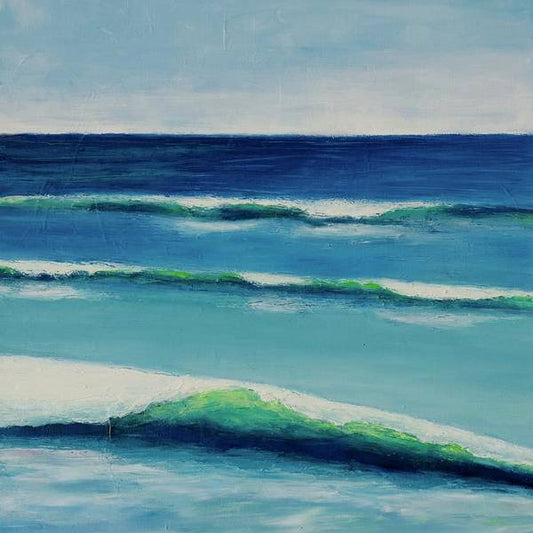 Ocean Wave Art - Three Wave Sea Painting - Beach Art Print