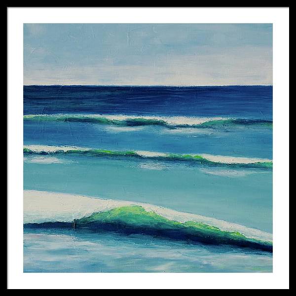 Ocean Wave Painting - Three Sea Waves Artwork - Framed Seaside Print - Art of the Sea 