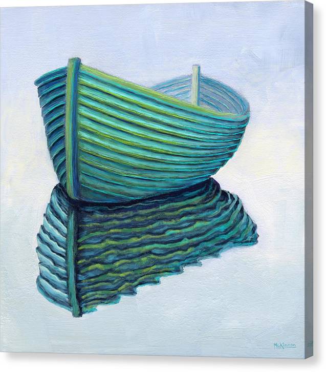 Coastal Wall Art - Abstract Teal Boat Painting - Turquoise Lapstrakes by Catherine McKinnon - Coastal Art Canvas Print - Art of the Sea 