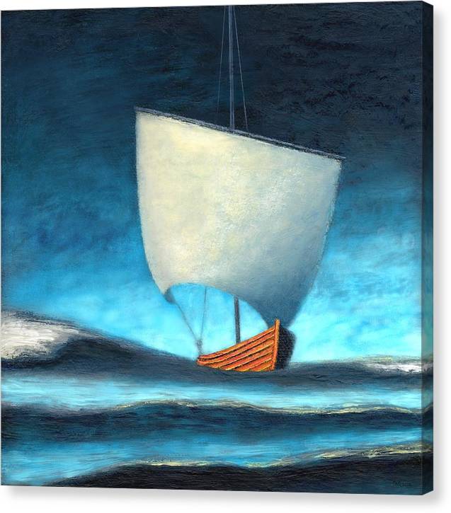 Coastal Art Prints - Sailing Ship Modern Painting - Ukrainian chaika at dawn by Catherine McKinnon - Coastal Art Canvas Print - Art of the Sea 