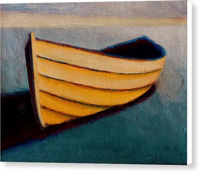 Boats Painting - Yellow Dory on Beach at Sunset - Canvas Coastal Print - Art of the Sea 
