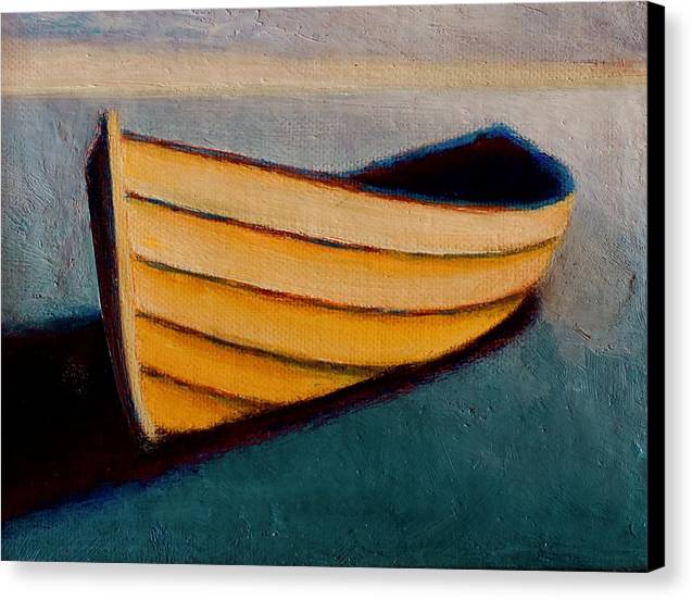 Boats Painting - Yellow Dory on Beach at Sunset - Canvas Coastal Print - Art of the Sea 