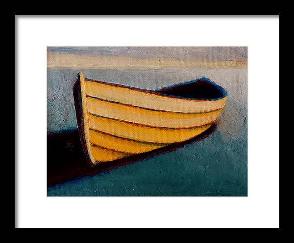 Beach House Paintings - Yellow Boat at Sunset Wall Art - Framed Nautical Print - Art of the Sea 